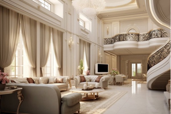 Thi công nội thất biệt thự gỗ óc chó tại Đồng Châu, Thái Bình